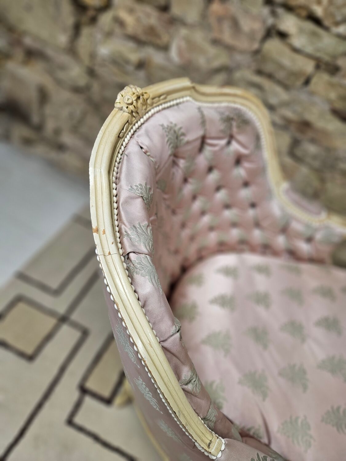 Pair of 1960s silk bergère armchairs