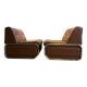 Pair of vintage low chairs, chrome and brown, France 1970