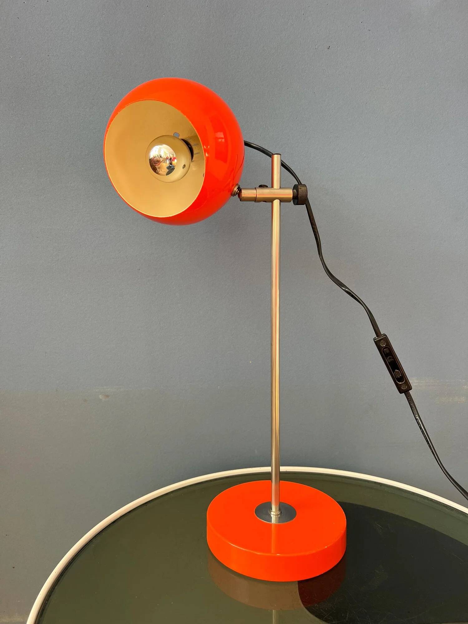 Mid-century orange eyeball space age desk lamp