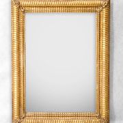 French 19th century rectangular golden mirror with ribbed frame