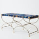 Brass jacquard steel curule bench from Maison Jansen circa 1960