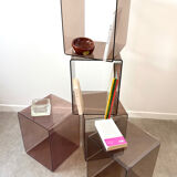 Set of 5 smoked Plexiglas lockers