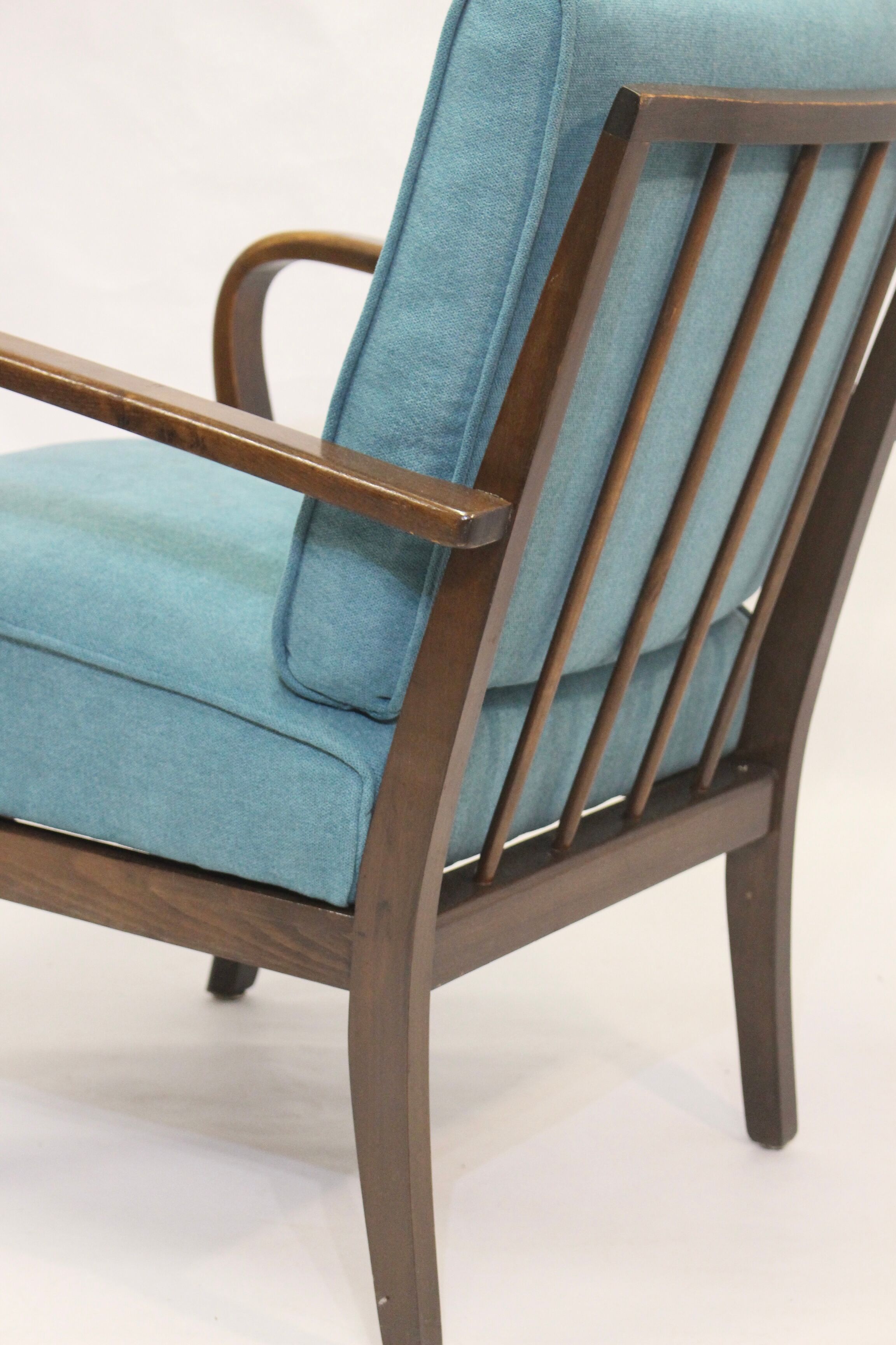 Art Deco curved wood armchair, 1950