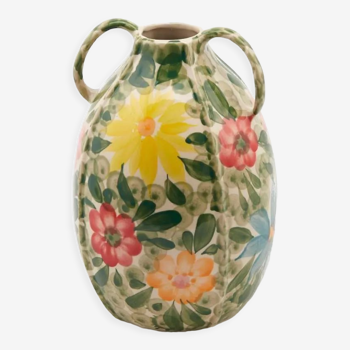 Vase en ceramique motif floral 23cm