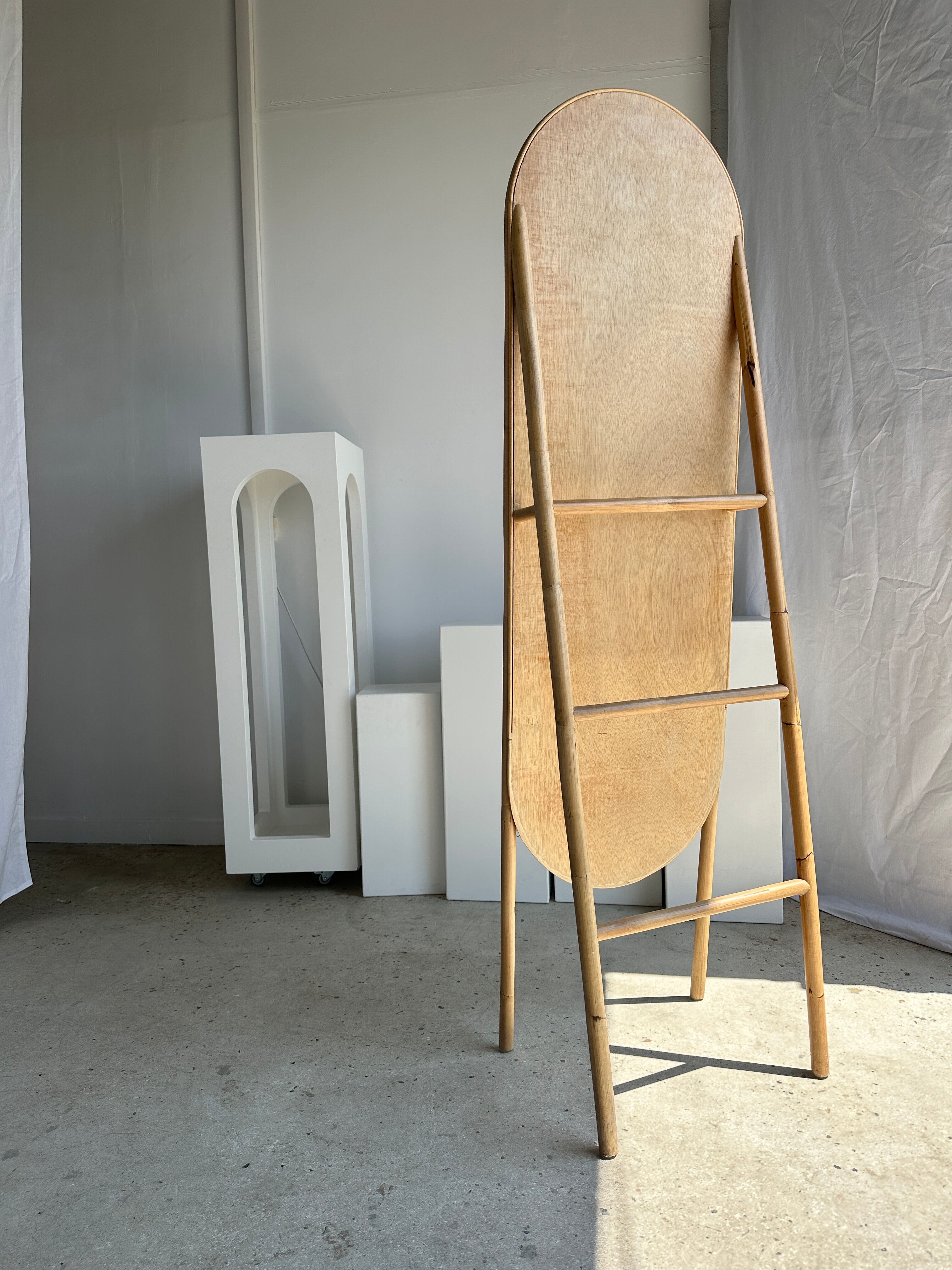 Floor mirror in bamboo and rattan H:1m80