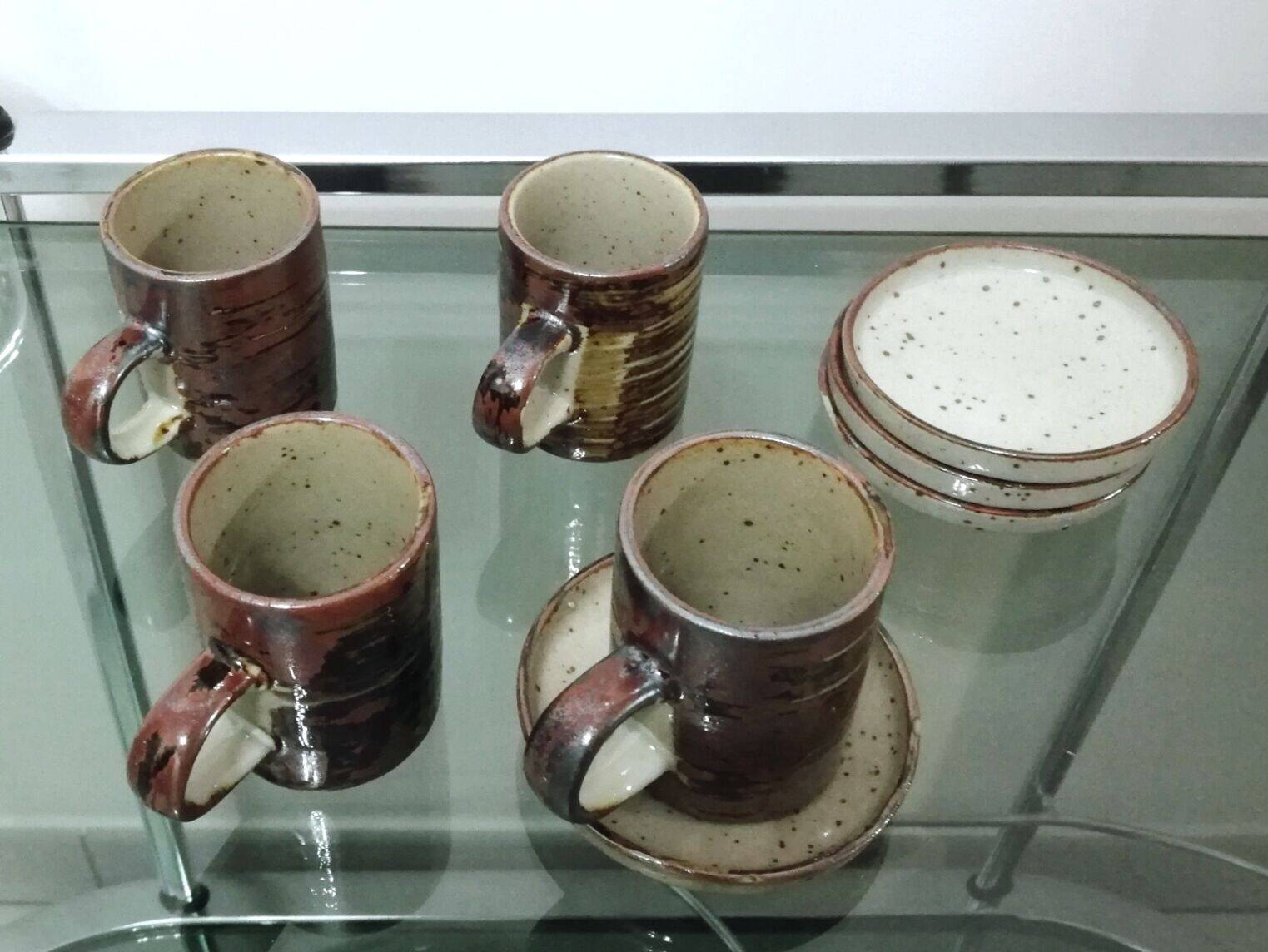 4 stoneware espresso cups
