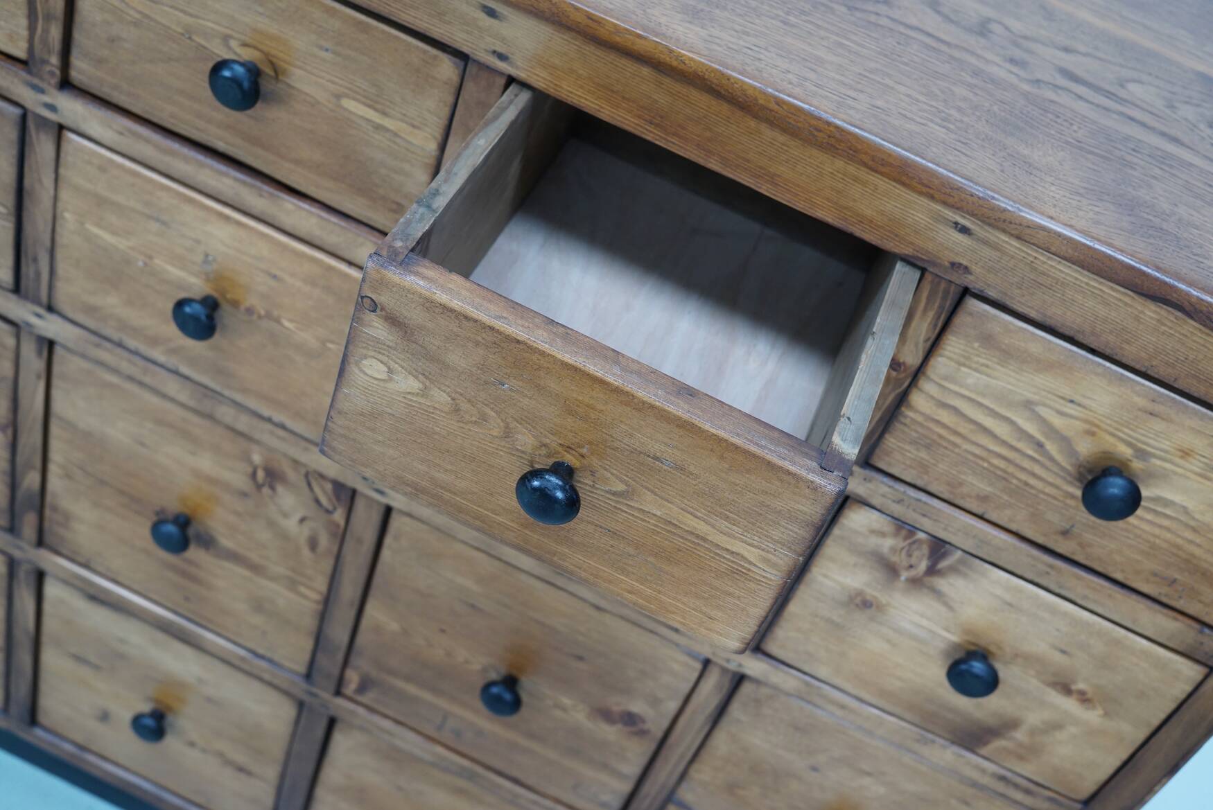 Large German Pine Industrial Apothecary / Shop Cabinet, 1950s