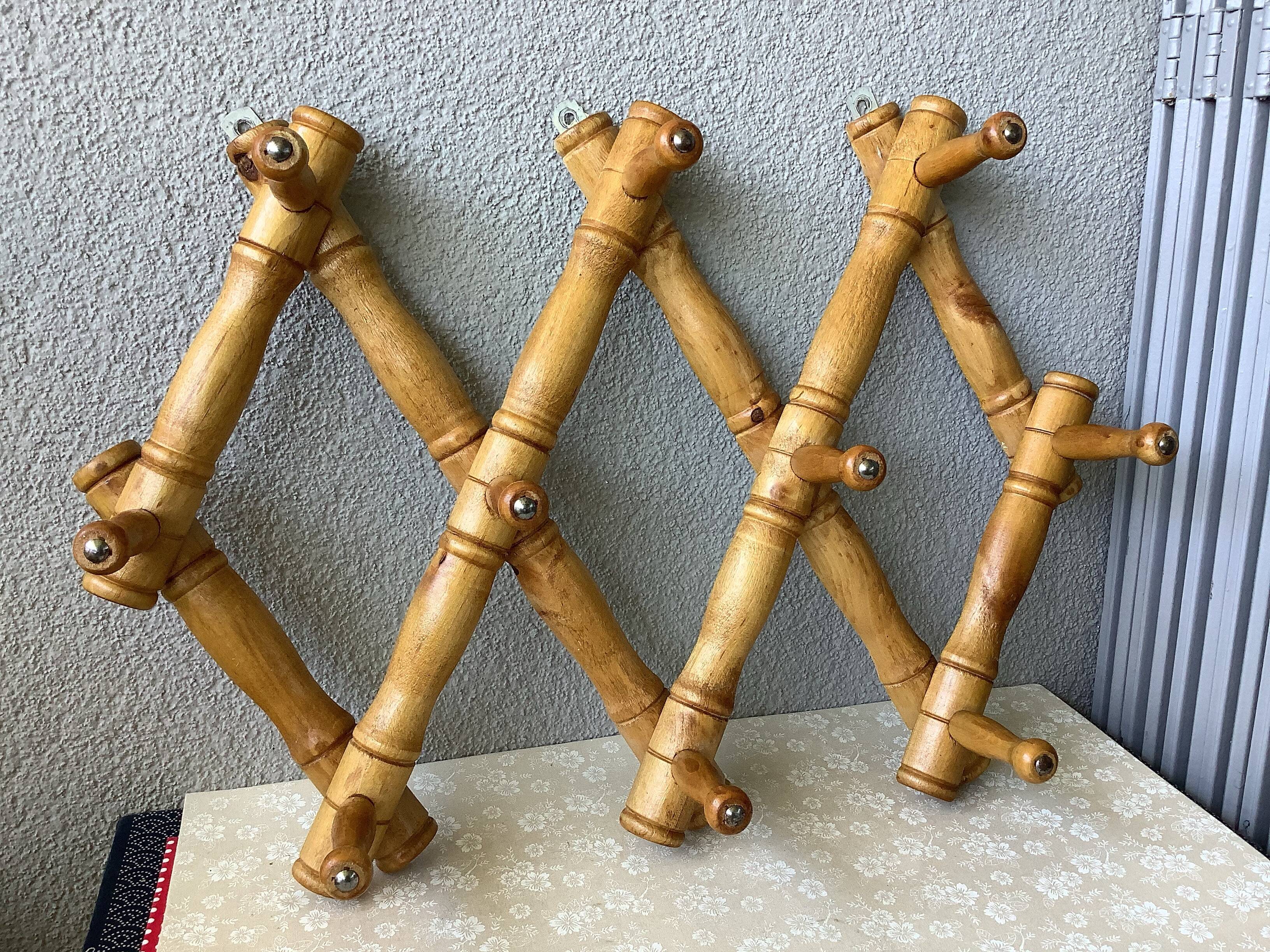 Wooden accordion coat rack turned farmhouse style