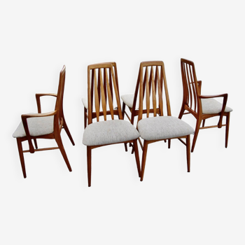 Set of 4 chairs and a pair of vintage eva armchairs by nils koefoed