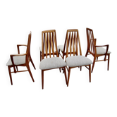 Set of 4 chairs and a pair of vintage eva armchairs by nils koefoed