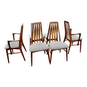 Set of 4 chairs and a pair of vintage eva armchairs by nils koefoed