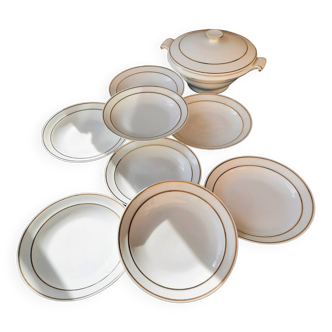 set of 8 soup plates with tureen Limoges porcelain