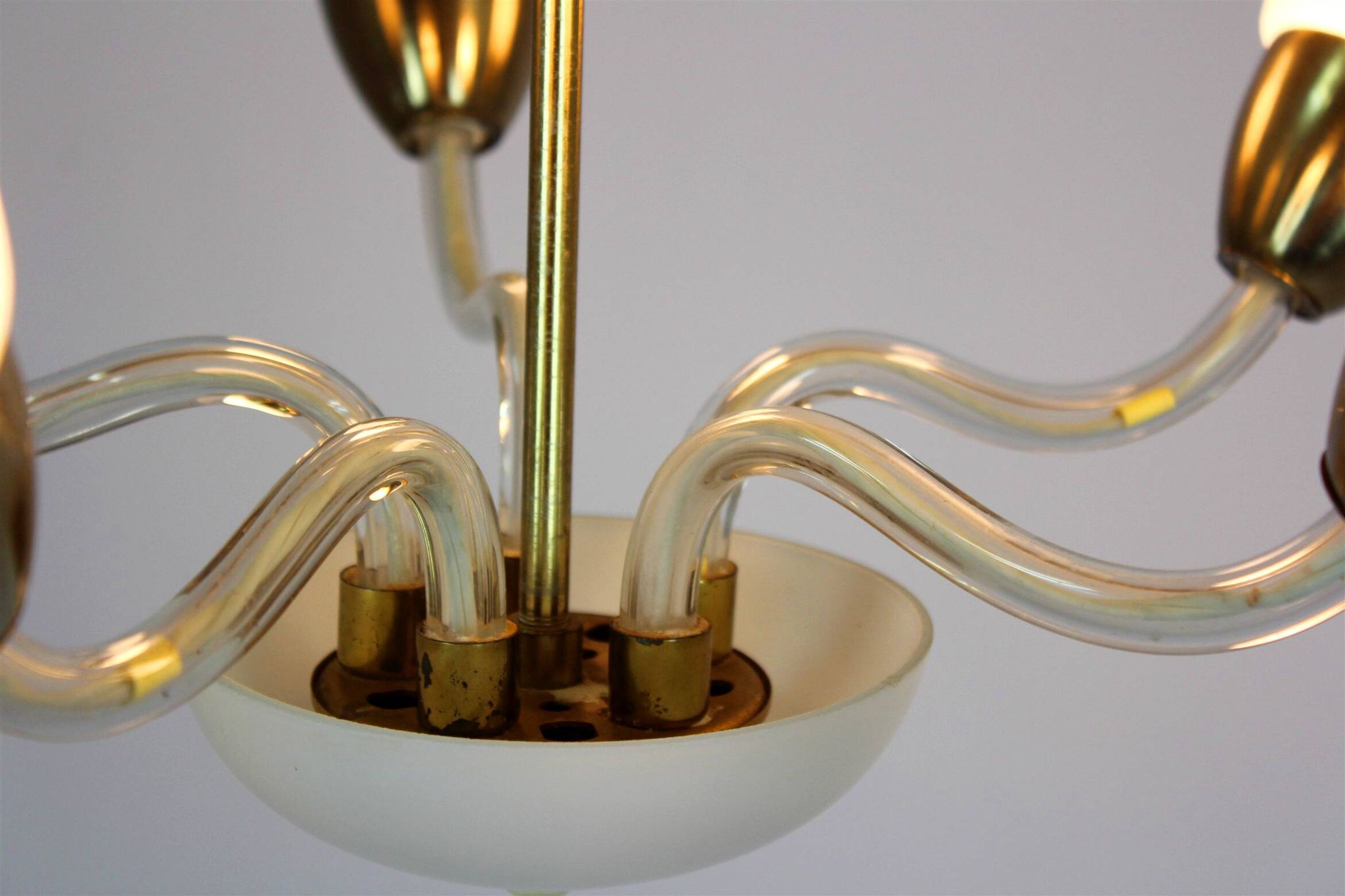 Mid-century steel & glass pendant lamp, 1960s