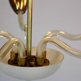 Mid-century steel & glass pendant lamp, 1960s