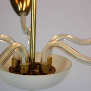 Mid-century steel & glass pendant lamp, 1960s