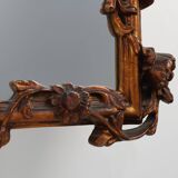 Romantic Wooden Mirror with Floral Details, France 1950s