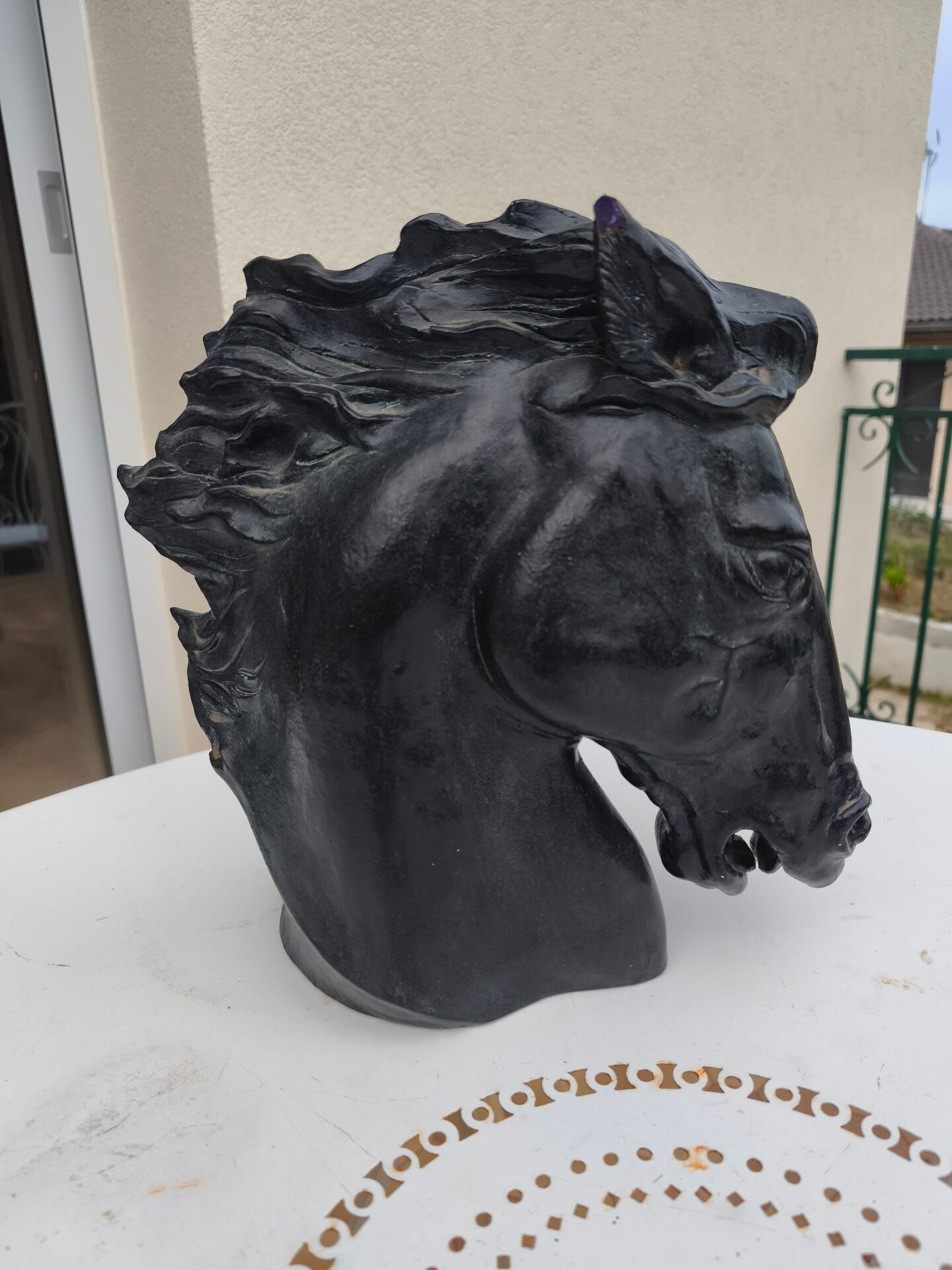 Plaster bust.