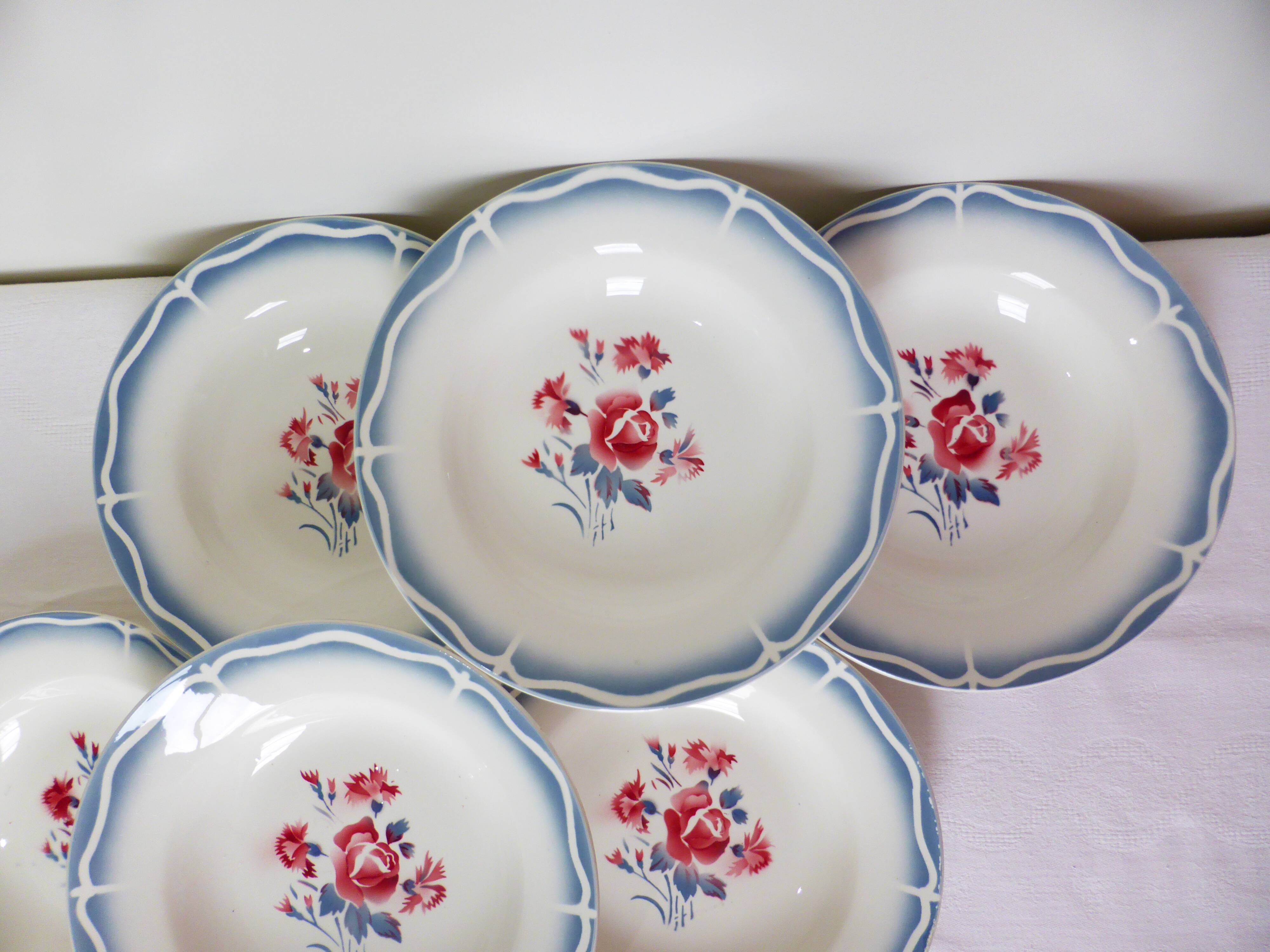 6 hollow plates Digoin Sarreguemines Nina Rosa 210431