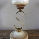 Curved brass and onyx candlestick