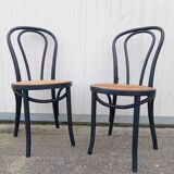 Pair of fmg bentwood and cane bistro chairs