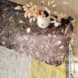 1970s marble and chrome metal coffee table