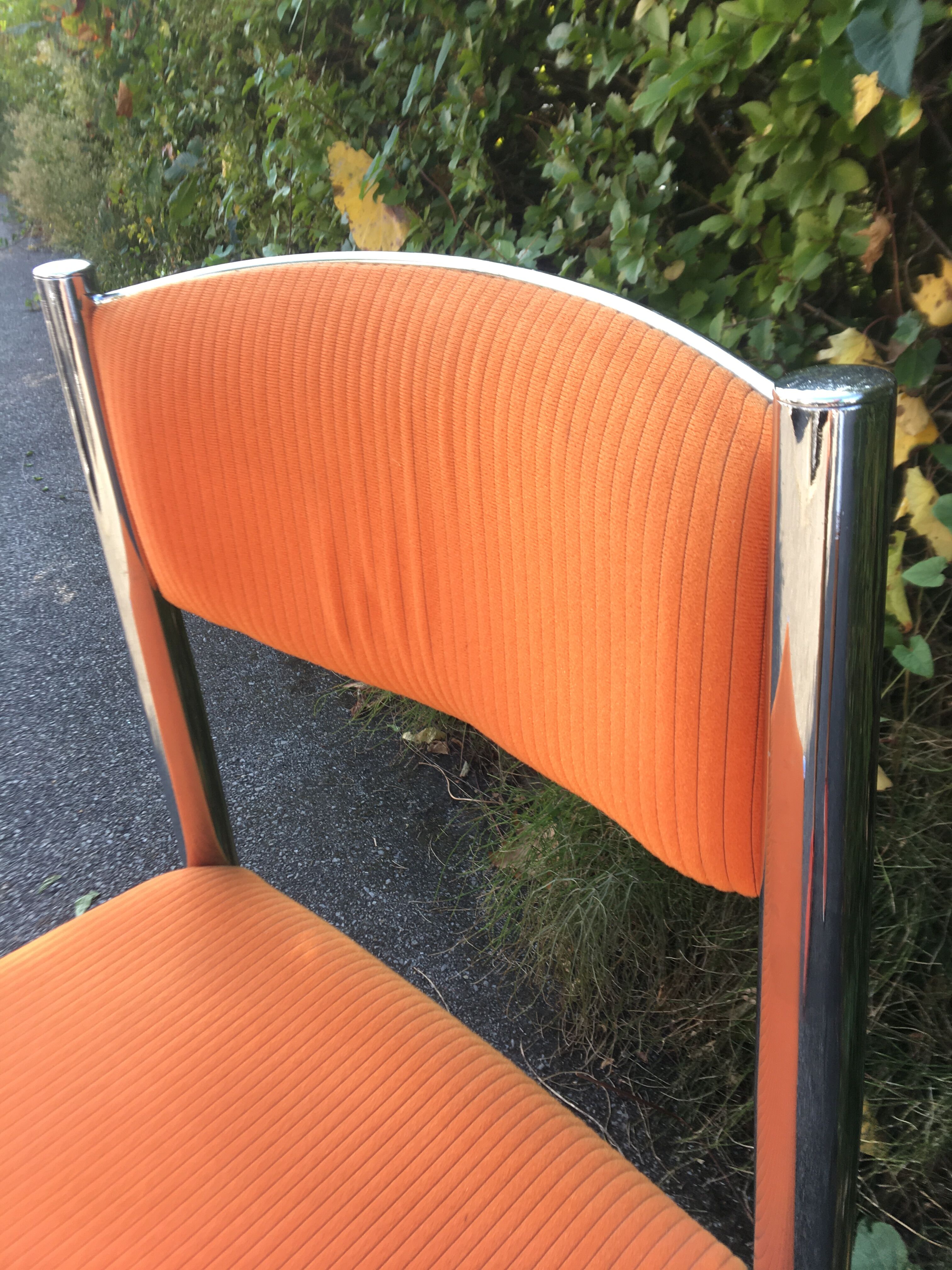 Ensemble 3 chaises acier chromé avec 1 tabouret 70’s