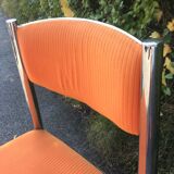 Set 3 chrome steel chairs - 1 70's stool