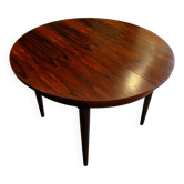 Table ronde extensible scandinave en Palissandre de Rio, années 70