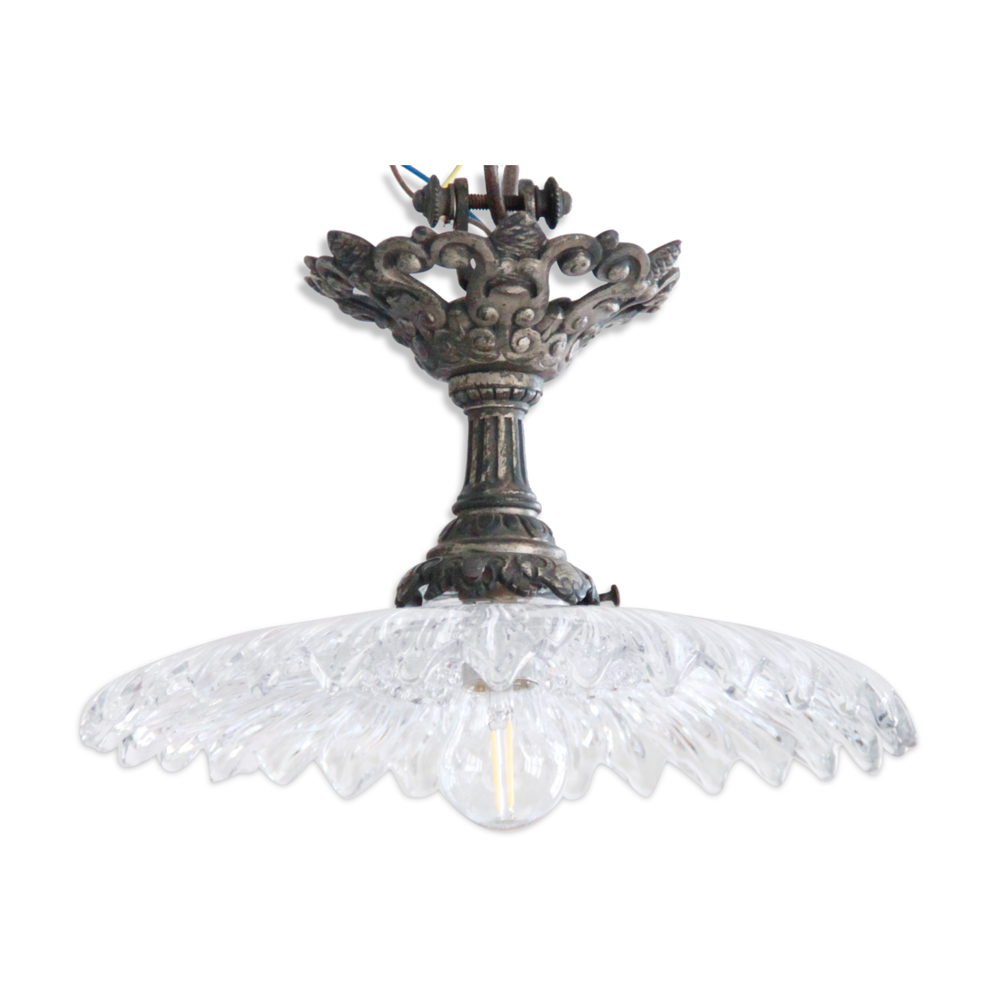 Ceiling lamp suspension crystal and bronze lamp luminaire glass flower