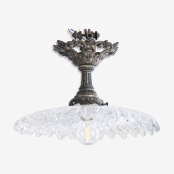 Ceiling lamp suspension crystal and bronze lamp luminaire glass flower