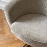 Mid-Century Scandinavian Ivory Swivel Shell Armchair