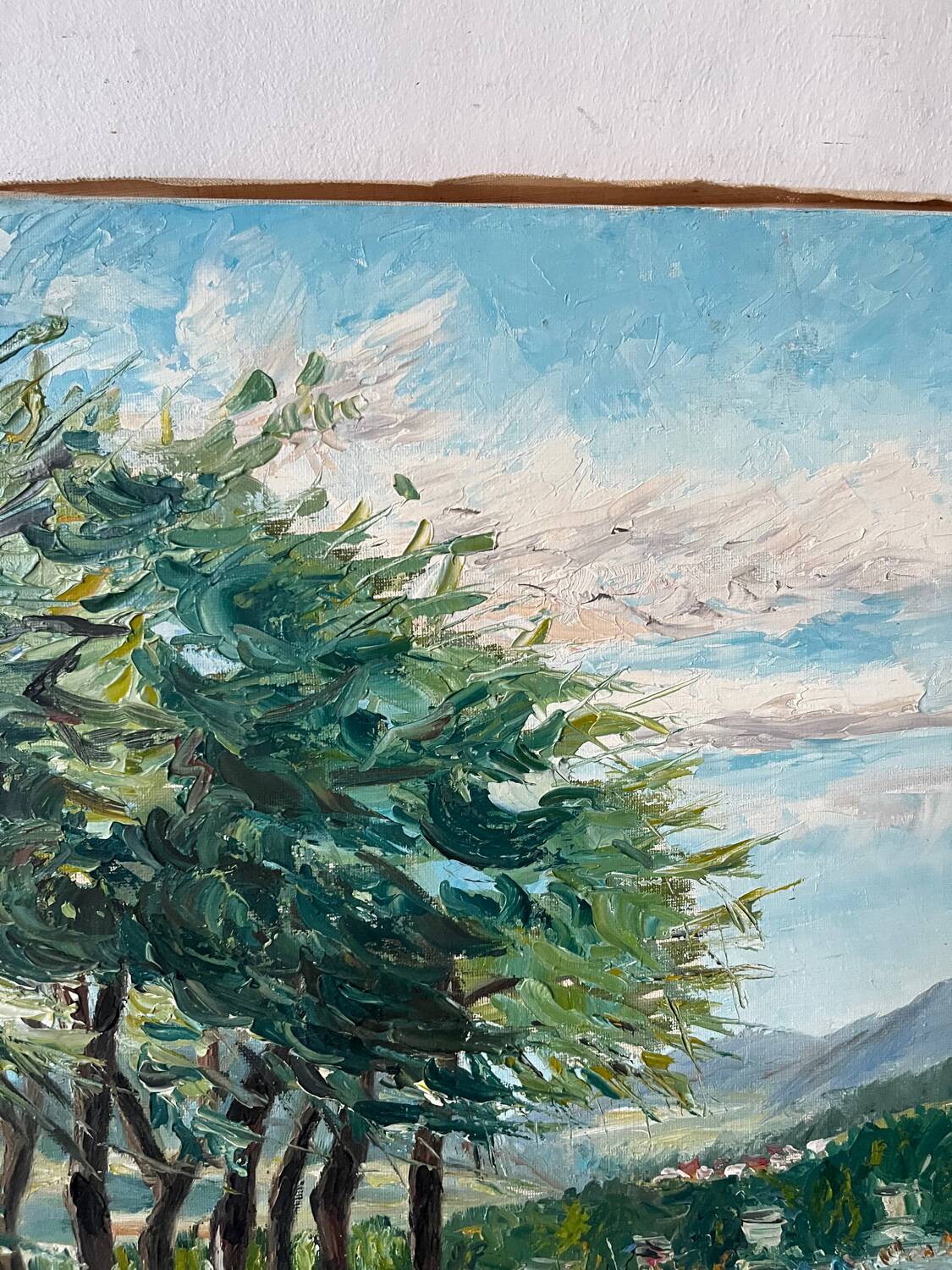 Sailboats on the lake, knife technique