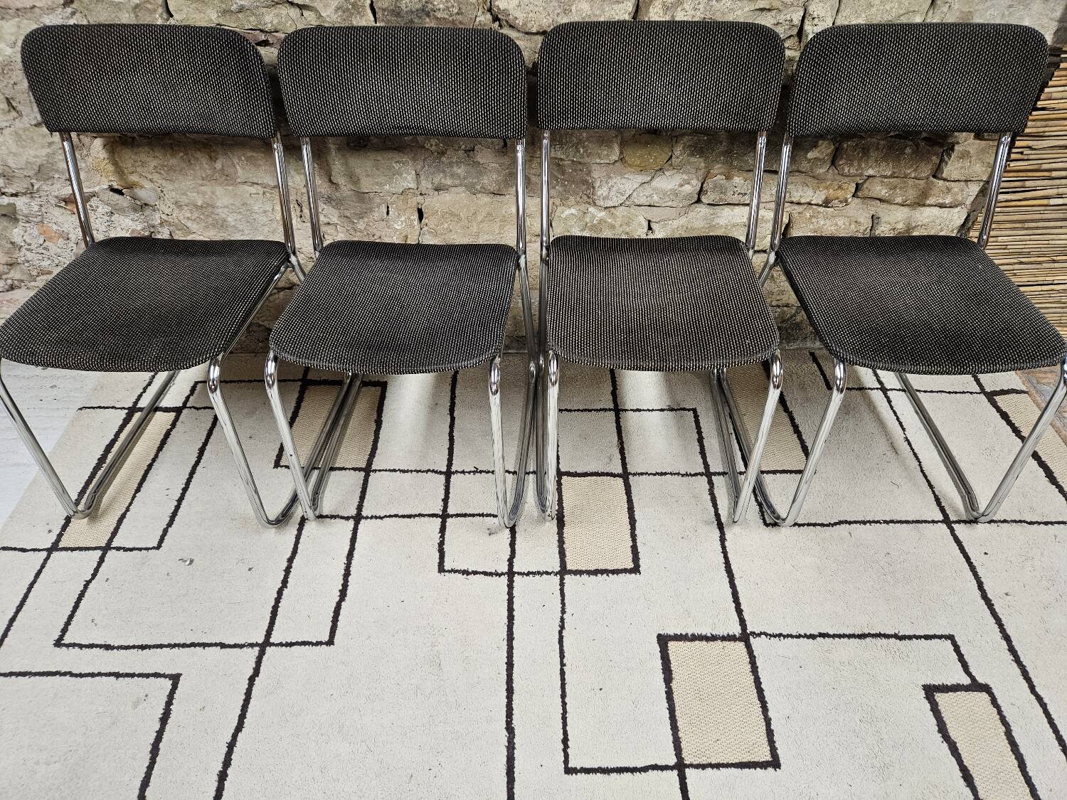 Set of four vintage 1970 sled chairs