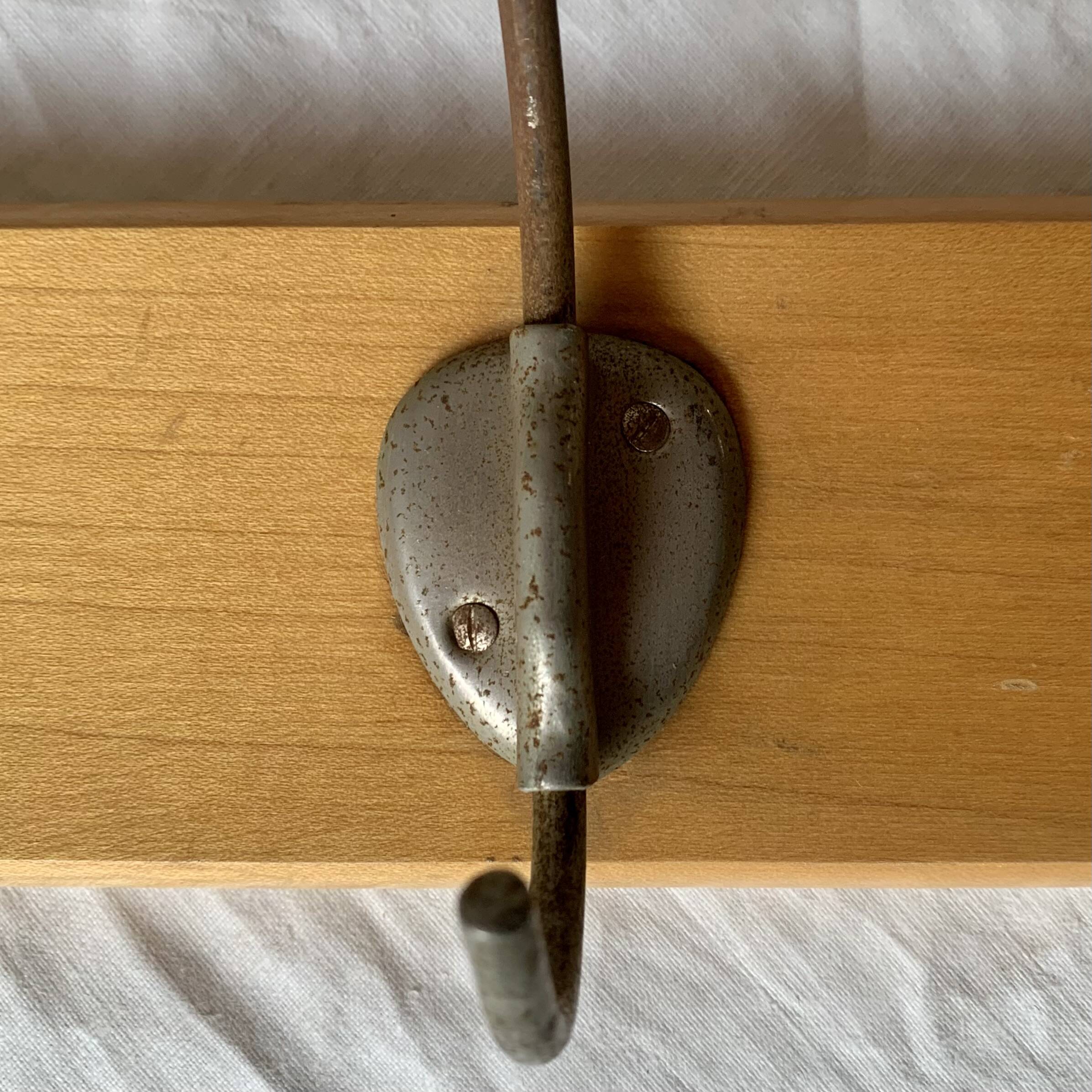 Vintage wooden wall coat rack - 3 hooks
