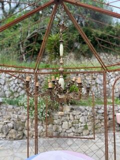 Chandelier with 3 cherubs in bronze and alabaster
