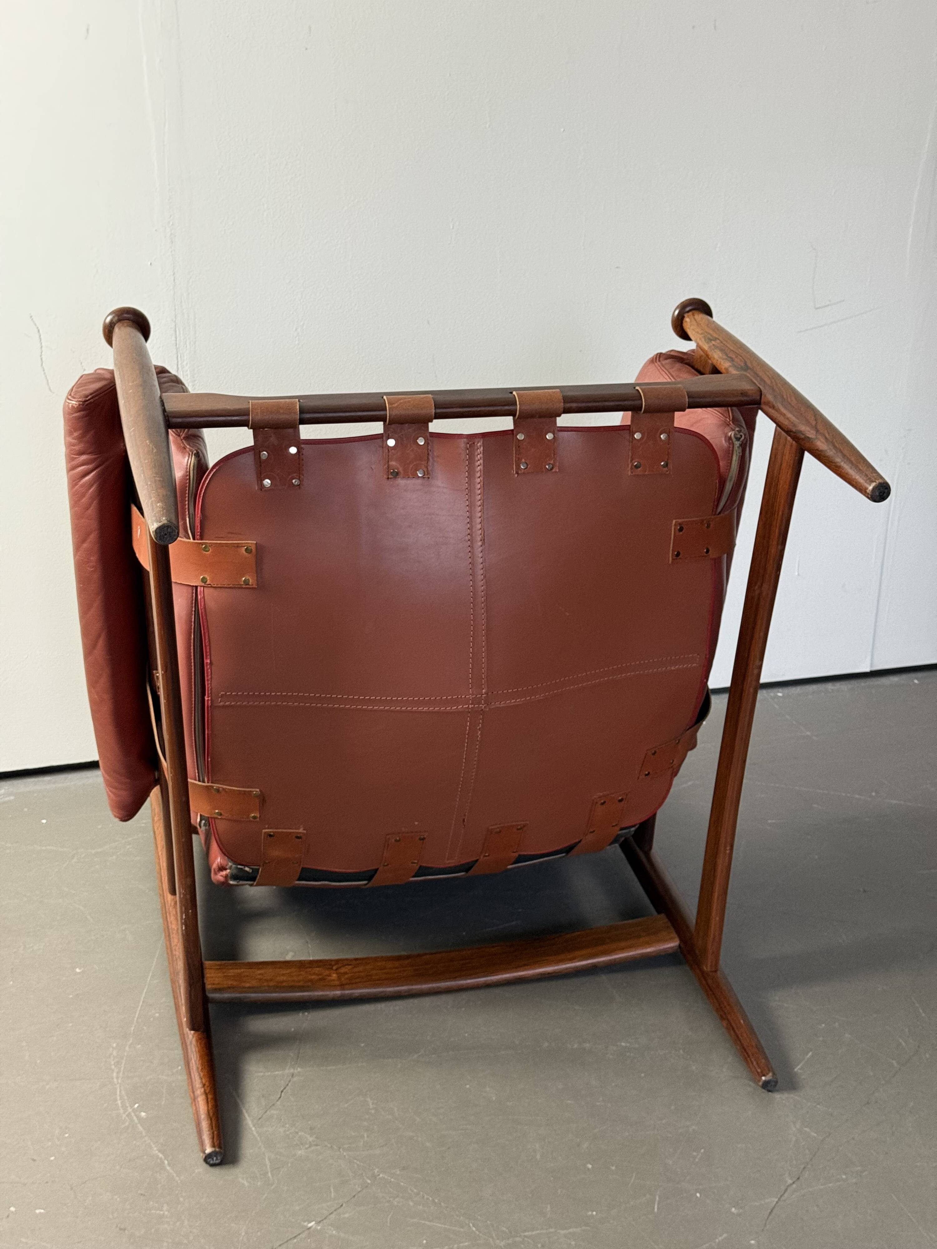Admiral armchair by Eric Merthen, in leather and rosewood