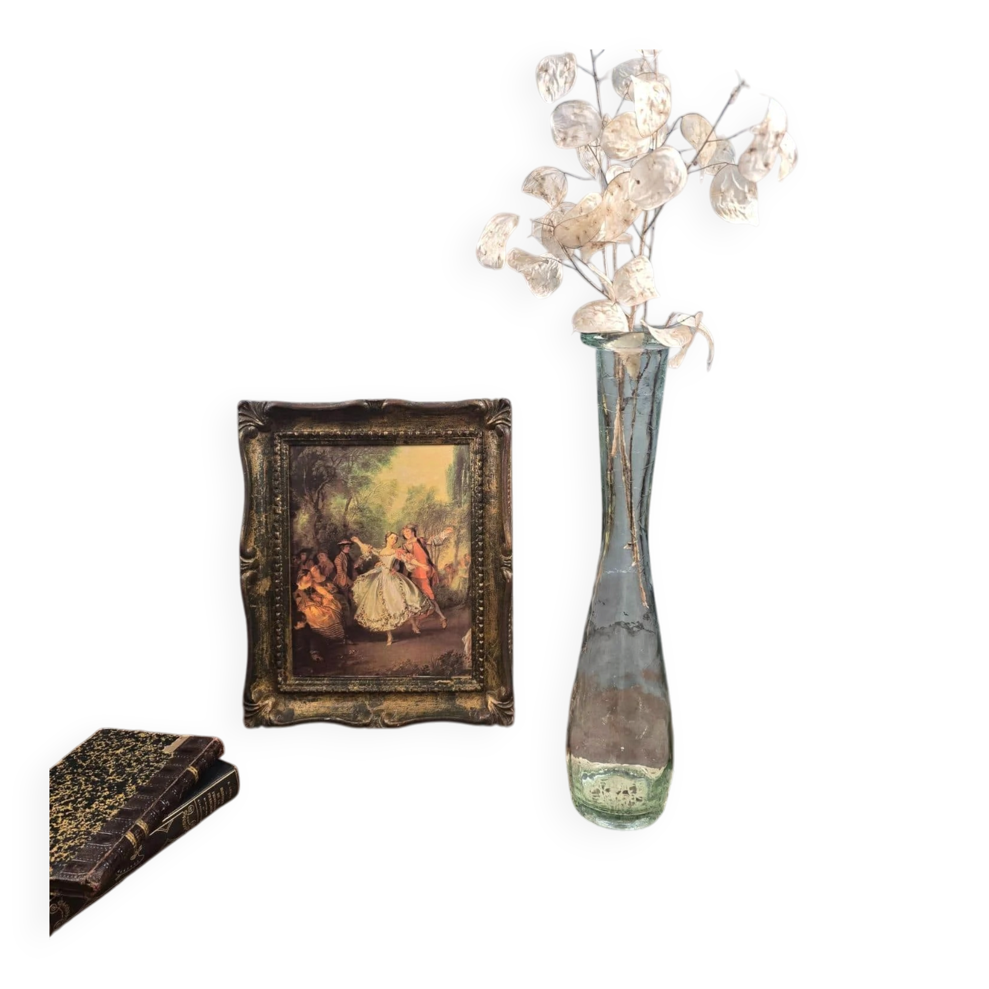 Large vintage ribbed glass soliflore – Transparent vase
