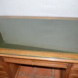 Walnut desk with zippers on the side