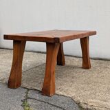 Brutalist solid wood coffee table, vintage