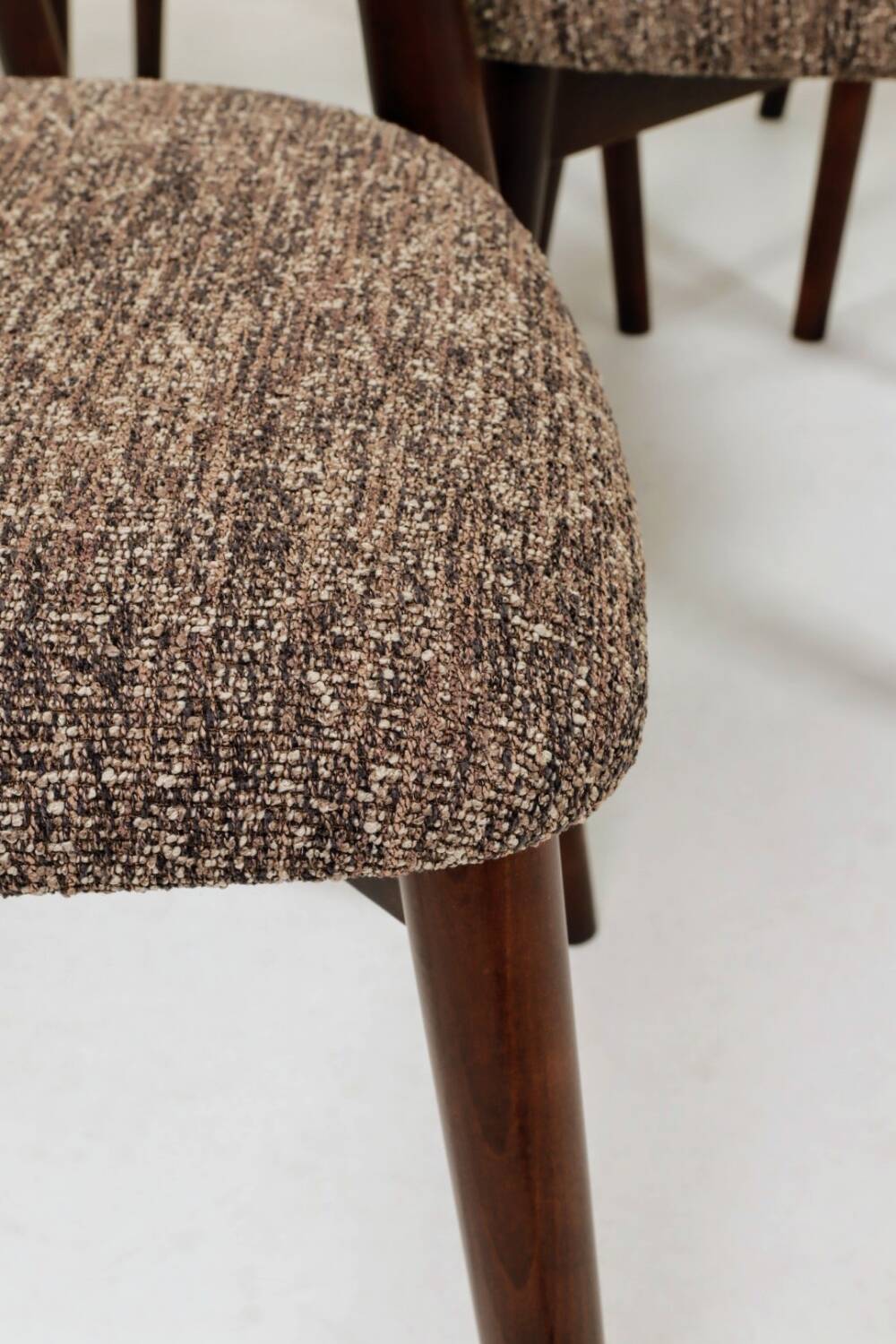 Scandinavian dining chairs in mocha brown, set of 6.