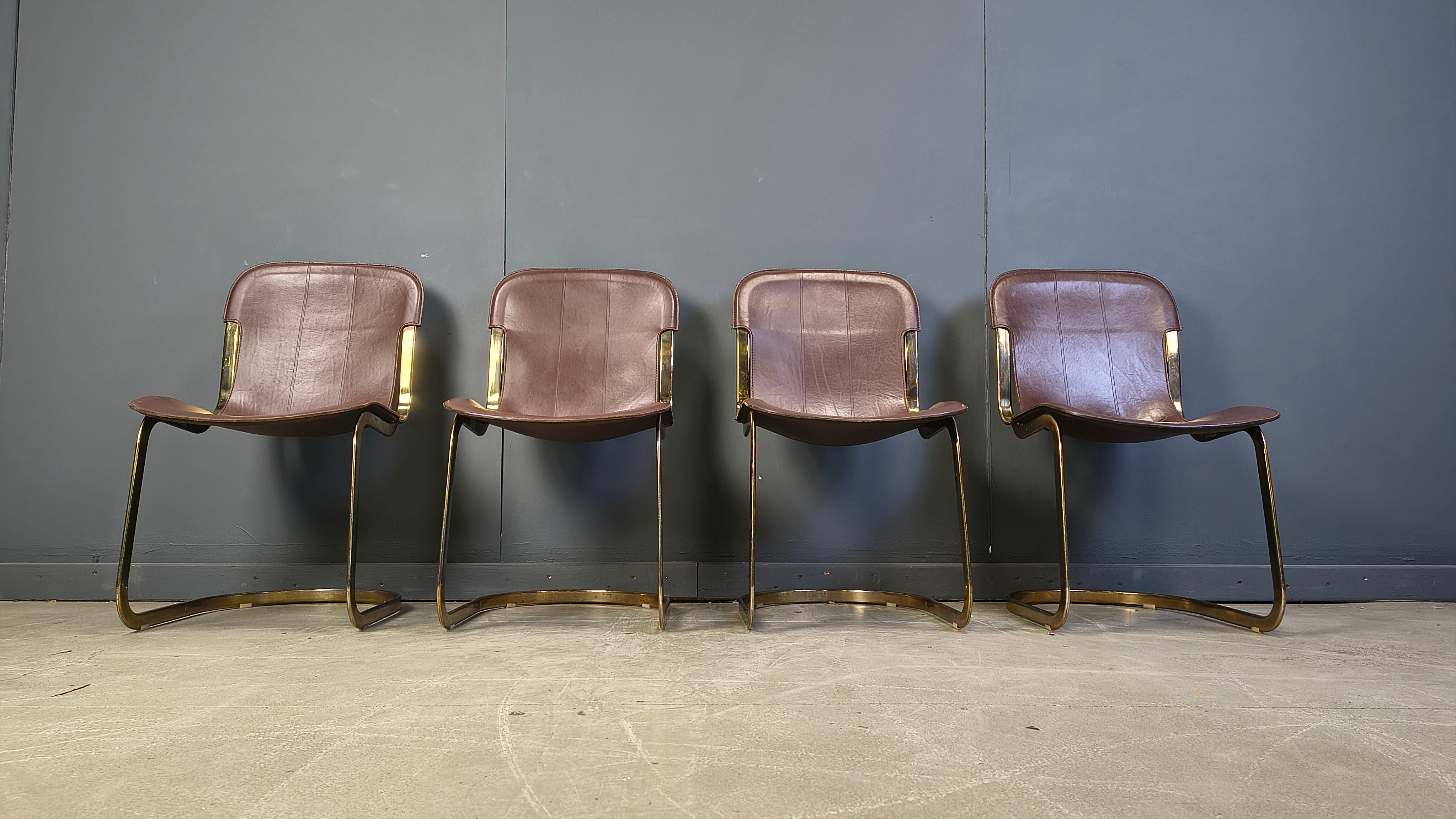 Vintage dining chairs by Willy Rizzo for Cidue - set of 4 - 1970s