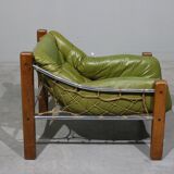 Leather Armchair and Ottoman by Jean Gillon