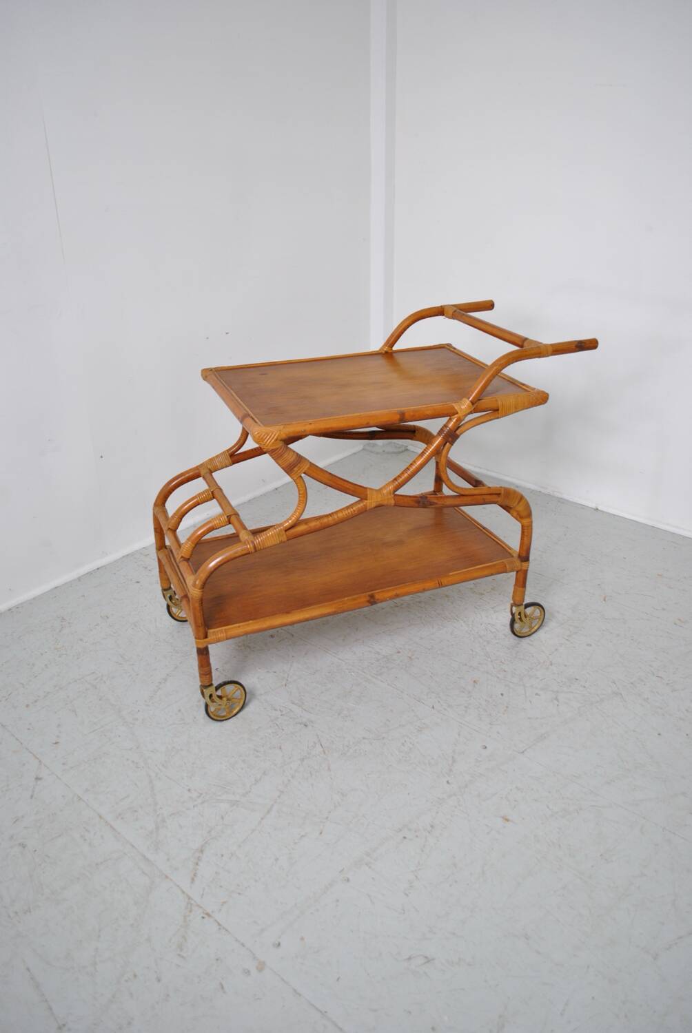 Rattan serving trolley 1970