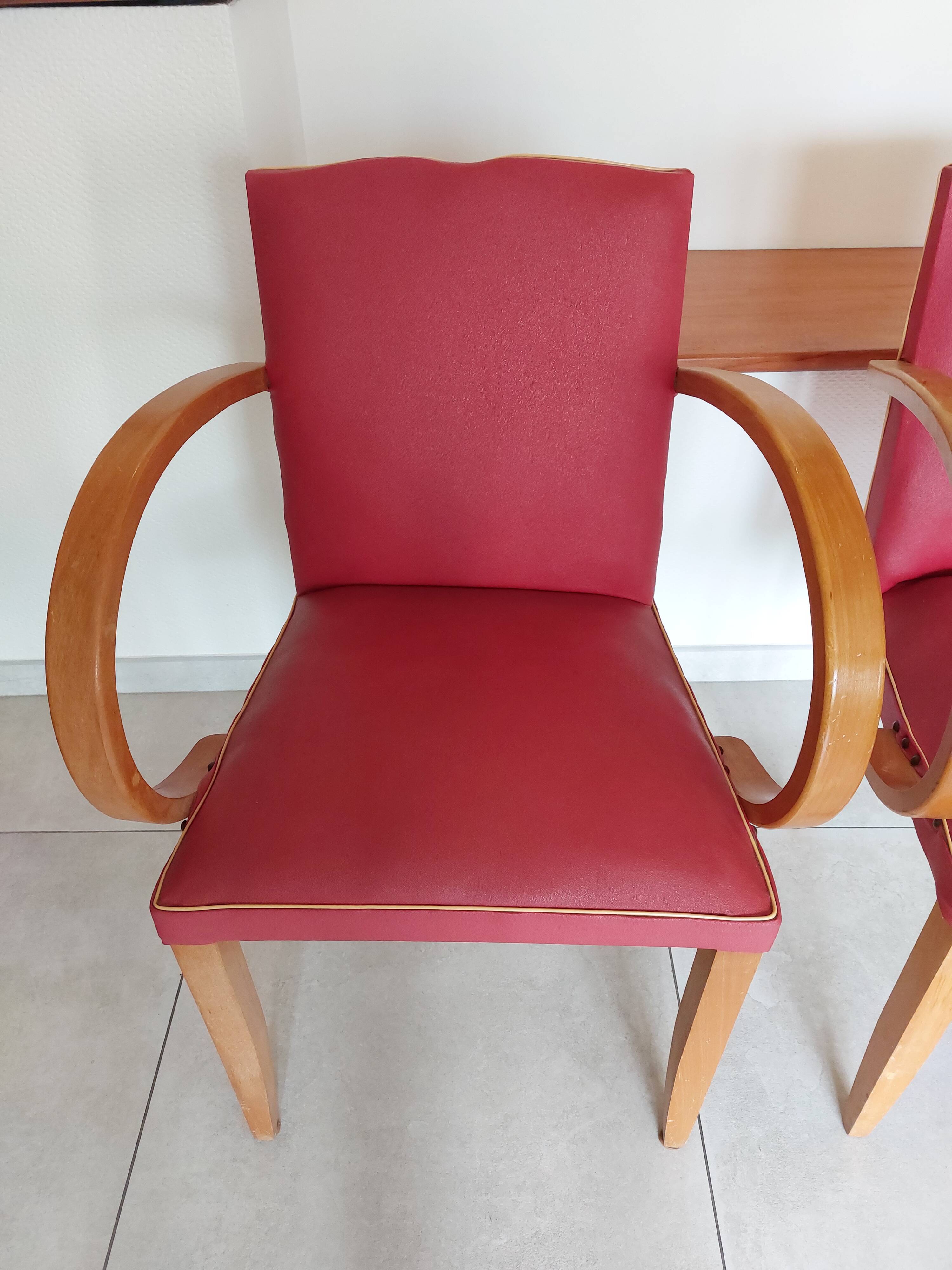 Pair of "moustache" bridge armchairs