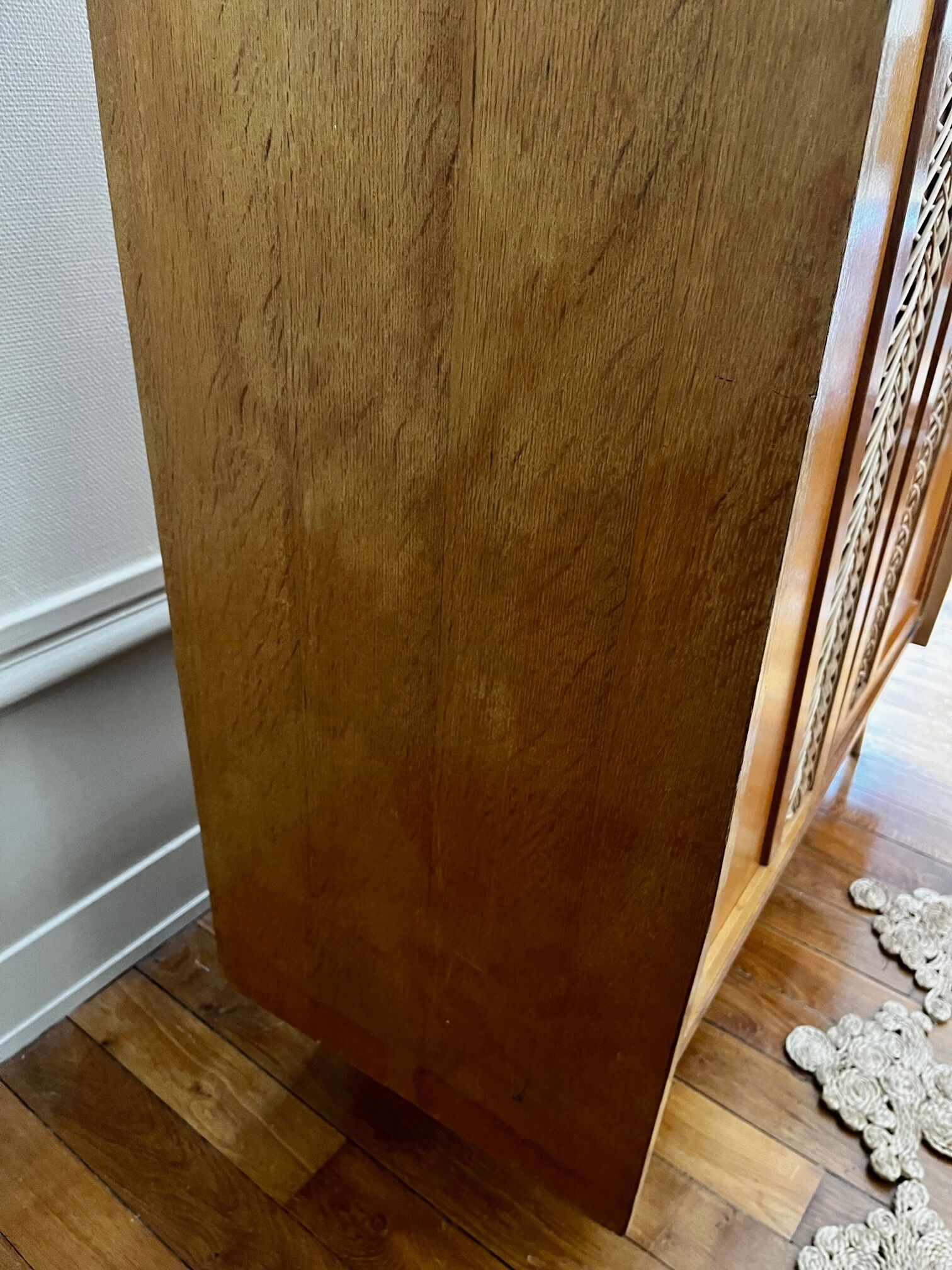 Wood and rattan cabinet 60s