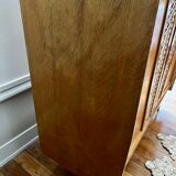 Wood and rattan cabinet 60s