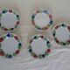 5 plates Luneville Badonviller old faience 385012 red flowers