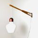 Large Extendable Swivel-Arm Wall Lamp In Wood And Opal Glass, Sweden 1950S