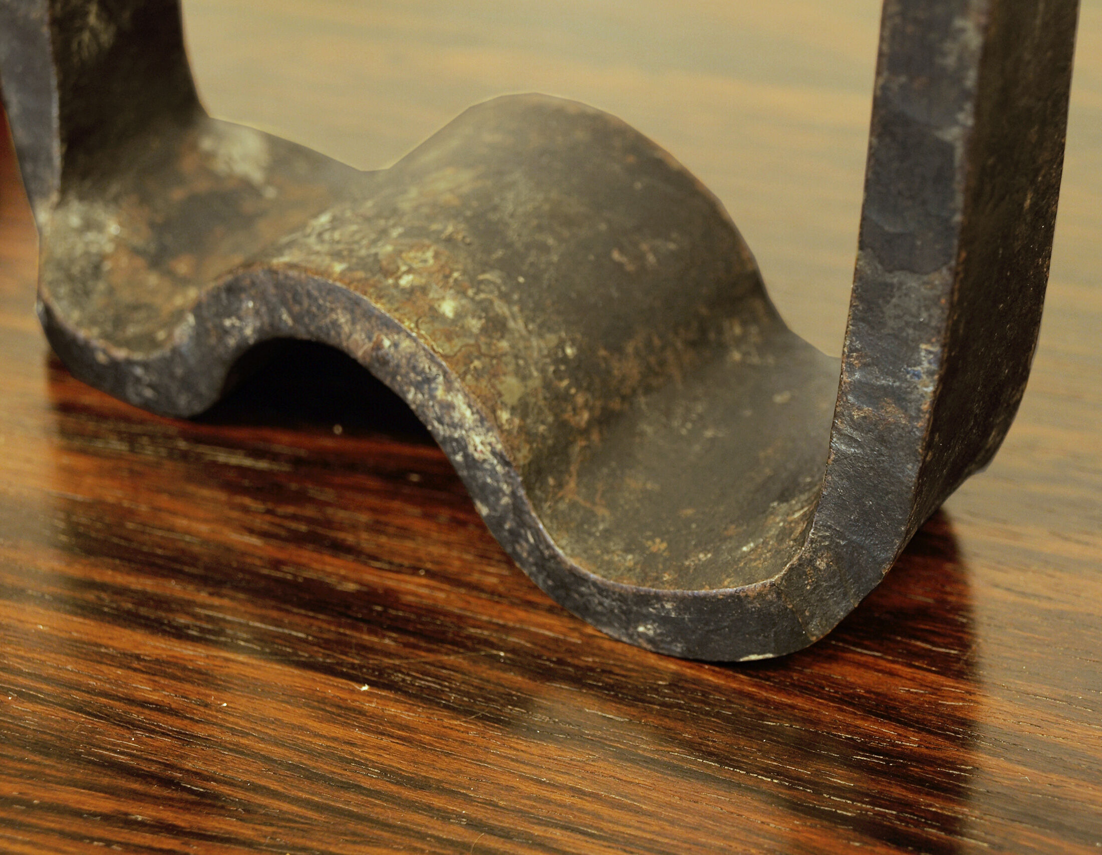 Brutalist wrought iron candle holder beaten