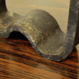 Brutalist wrought iron candle holder beaten